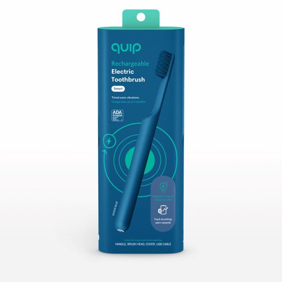 Quip Adult Smart Electric Rechargeable Toothbrush, Ocean Blue, 1 Ct - Picture 2 of 7